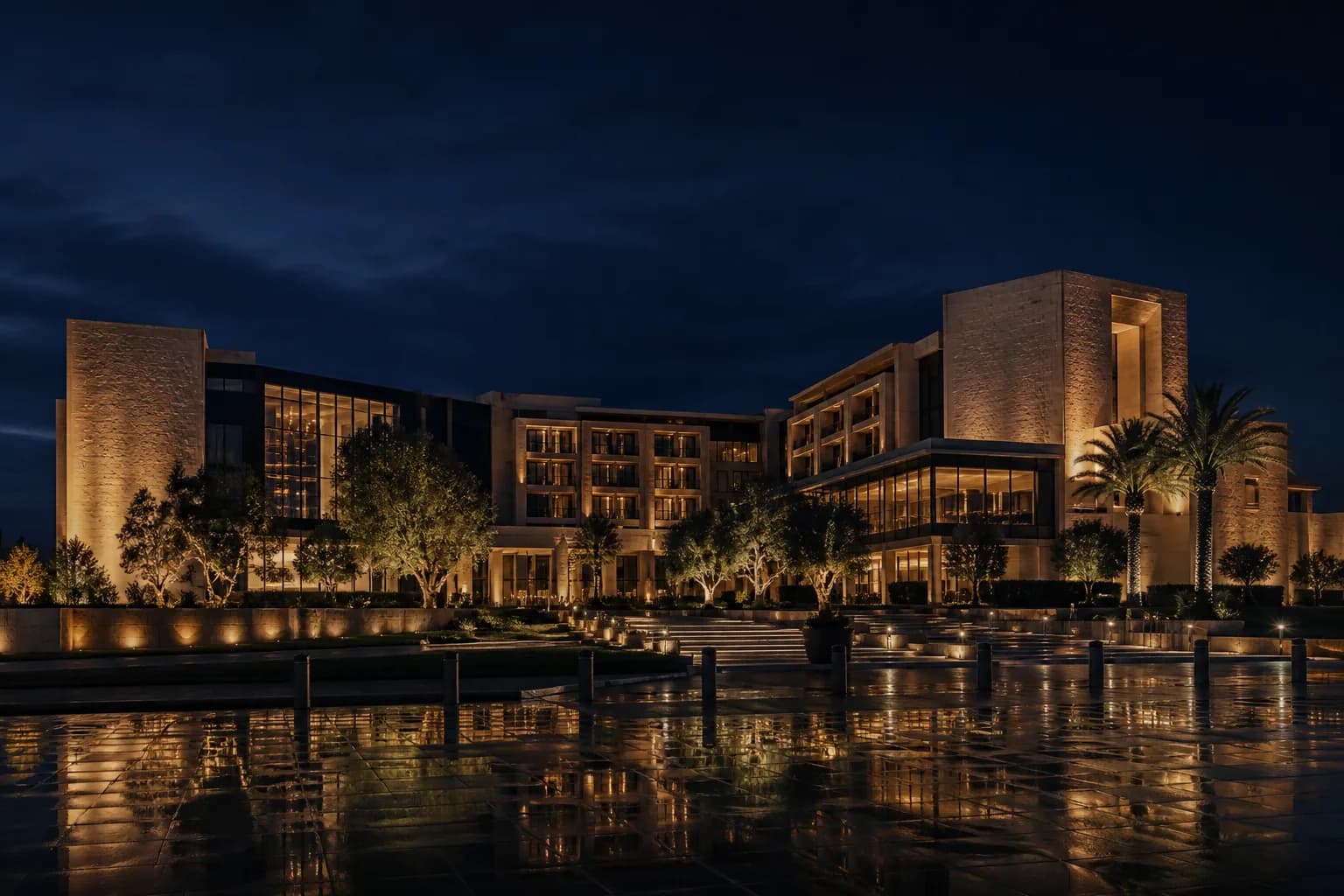 Midnight Resort exterior at night